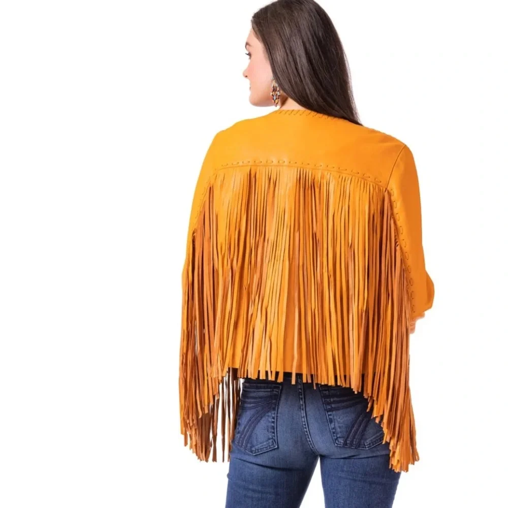 NWT Double D Ranch Sonora Jacket in Marigold Fringe and more Fringe RTL $895 M - Picture 2 of 10